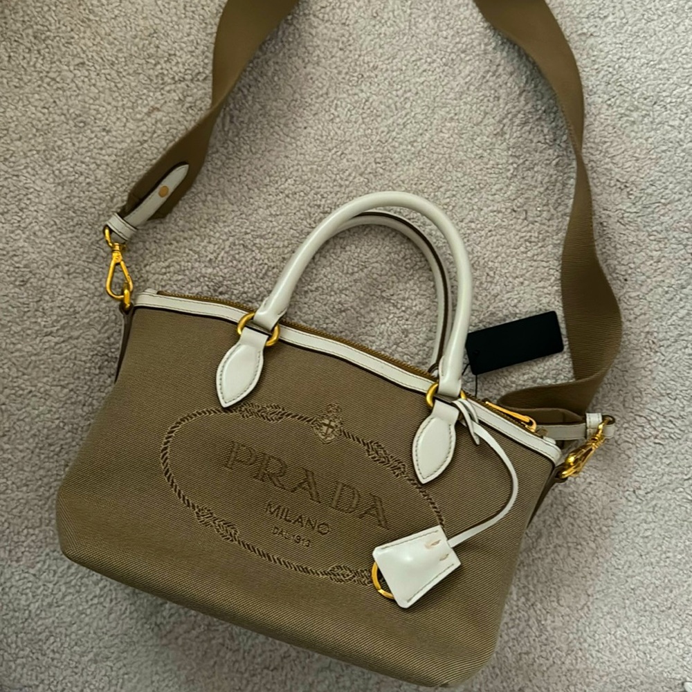 New Prada jacquard satchel handbag